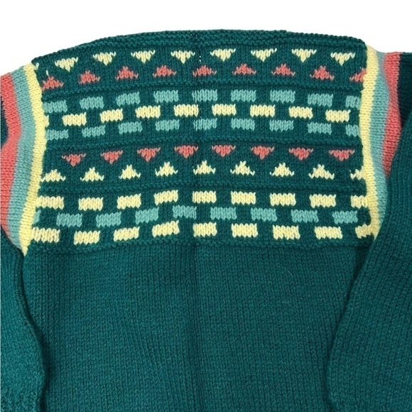 Vintage Handmade Boatneck Sweater Geometric Print - Picture 7 of 10
